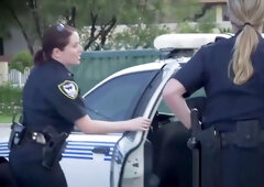 Perverted milf cops take advantage of suspect in public alley