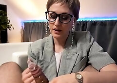 Elegant milf provides fantastic handjob service in POV