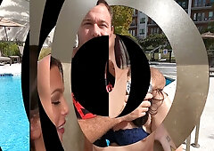 Sabina Rouge Nikki Zee and April Olsen ride and squirt in a steamy bisexual bathroom threesome