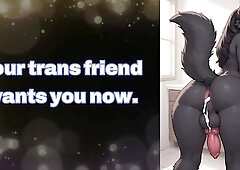 Risky rencounter in the bath with your trans ally after work.