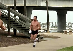 Bromo - Inked jock Pierce Paris feels up to handjob