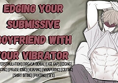 Edging Your Enslaved Bf With Your Hitachi - Masculine Groaning Glamour Audio