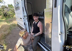 Jizz Drizzle Camper Uncircumcised Latinos Public Blow-job Jizz Shot