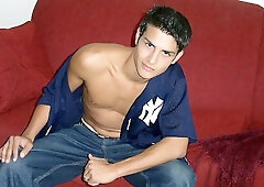 Married pretty boy stroking his hairy cock HARD