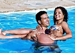 Curly brunette with silicone tits Giuliana Leme rammed by big cock