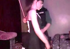 Masked Ghost Cosplayer teaches maid a lesson