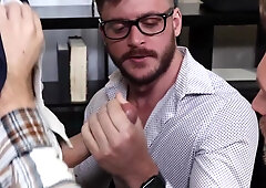 Three office buddies are having a freaky three-way