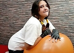 Videl From Dbz Blow and Ride a 36inch Big Balloon - Bunny Looner