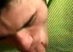 Dressed Chap Satisfying His Nude Guy With BJ