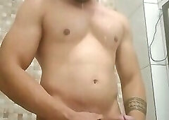 Big cock cumming in the shower