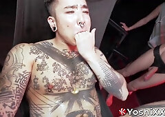 Yoshi Kawasaki gangbanged by three hole wreckers Don and Boner Sex