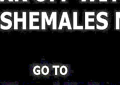 Skinny shemale cums all over her chest after jerking off