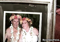 Old plump bawdy bride has fuckfest along with bridesmaid