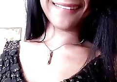 Amazing Latina teen fingers her juicy tranny ass while stroking