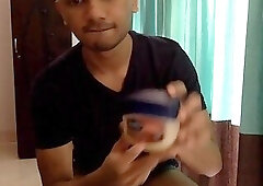 My house was packed with people so I quietly jerked my cock and busted TWO creamy loads!