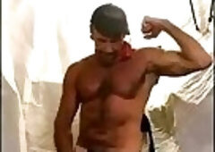 Flexing Muscle and Strokinh Nig Thick Dick