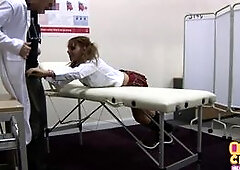 College uniform teen 3way fucked at doctor infirmary