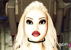 Unstoppable! Cyber futanari shemale dominates and pleasures a sexy handcuffed blonde