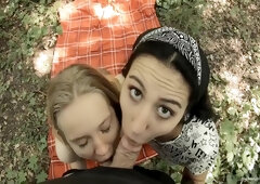 Lucky Guy Gets Sucked And Fucked Outdoors In The Woods