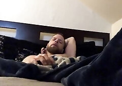 Get to watch , seriously sexy large cock play talking to u to aid him cum!!