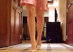 I walk and crawl up and down the hall in my heels and costume and then I loose my costume and just strut for u in my heels. I flash u my booty and sna