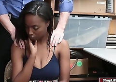 Ebony shoplifter sucks Officers cock