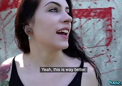 Tattooed brunette teen Anna De Ville enjoys sex for money