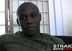 Black stud and white guy have threesome with skinny babe