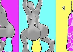 animated cutie taking toy up butt
