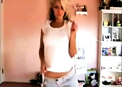 Blonde Babe Teases on Webcam in Tiny Shorts