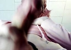pink hair femboy wakes up & feeds u cum - morning load on your face, smears and slaps with dick