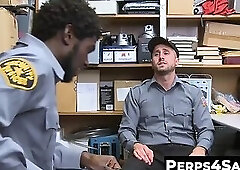 Hunk Black cop teases unshaved Inked Jock suspect and fucked