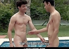 LatinLeche - Two Sexy Latino Studs Play A Boner Inducing Game By The Pool