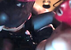 Nylons, latex and heels night with my hawt whore wife, this babe rides my large schlong like a pro