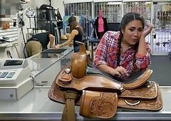 Pretty cowgirl gets her asshole banged by pawn keeper