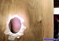 Hazed amateurs gargling beef whistle at gloryhole