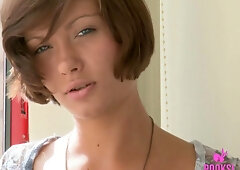 Young Ximena Makes Her Pink Pussy Wet With A Glass Dildo