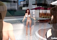 Swimming pool tease, bootie, wank