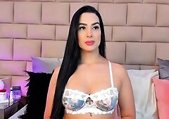 Cute curly brunette solo webcam masturbation