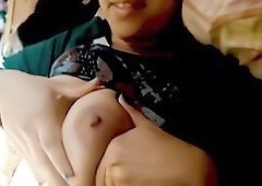 Horny pregnant hotwife with huge breasts produces milk