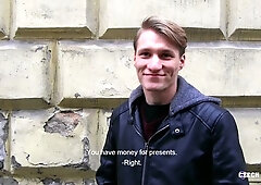 Czech twink enjoying standing doggy style anal