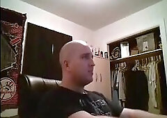 Bald Bear Jerking Off & Shooting Cum