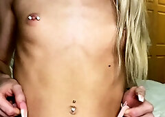 Sexy amateur blonde fingers and toys her wet pussy