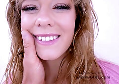 Beautiful blond hair lady teases then gets screwed in studio