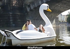 Humid Youngster Dudes Jizz Together On A Summer Day