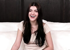 Teen brunette toys pussy and sucks dick in bath