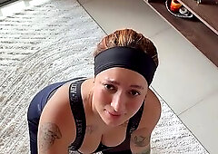 I entice my gym tutor! i sucked his shlong and this guy CUMS on my BUTT! carogomeez