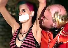 Mature inked babe is tied up and fucked real hard