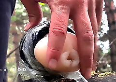 An athlete dude while jogging finds someone’s fleshlight in the woods and drills him