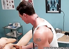 Doctor drills asshole with tongue before pounding him hard
